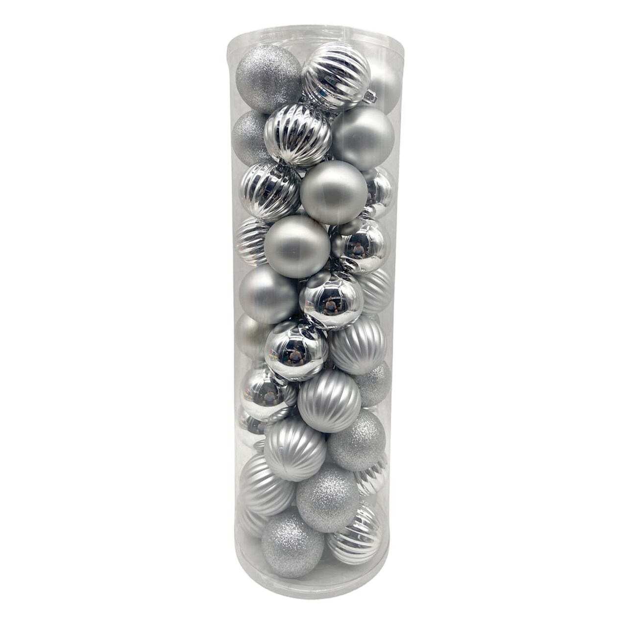 50-Count Silver Mix Shatterproof Ornaments – 2" Christmas Ball Ornament Set